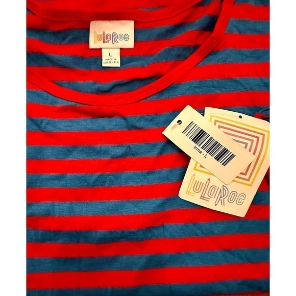 NWT Lularoe Blue & Red Striped Irma Top Size Large - Picture 6 of 9
